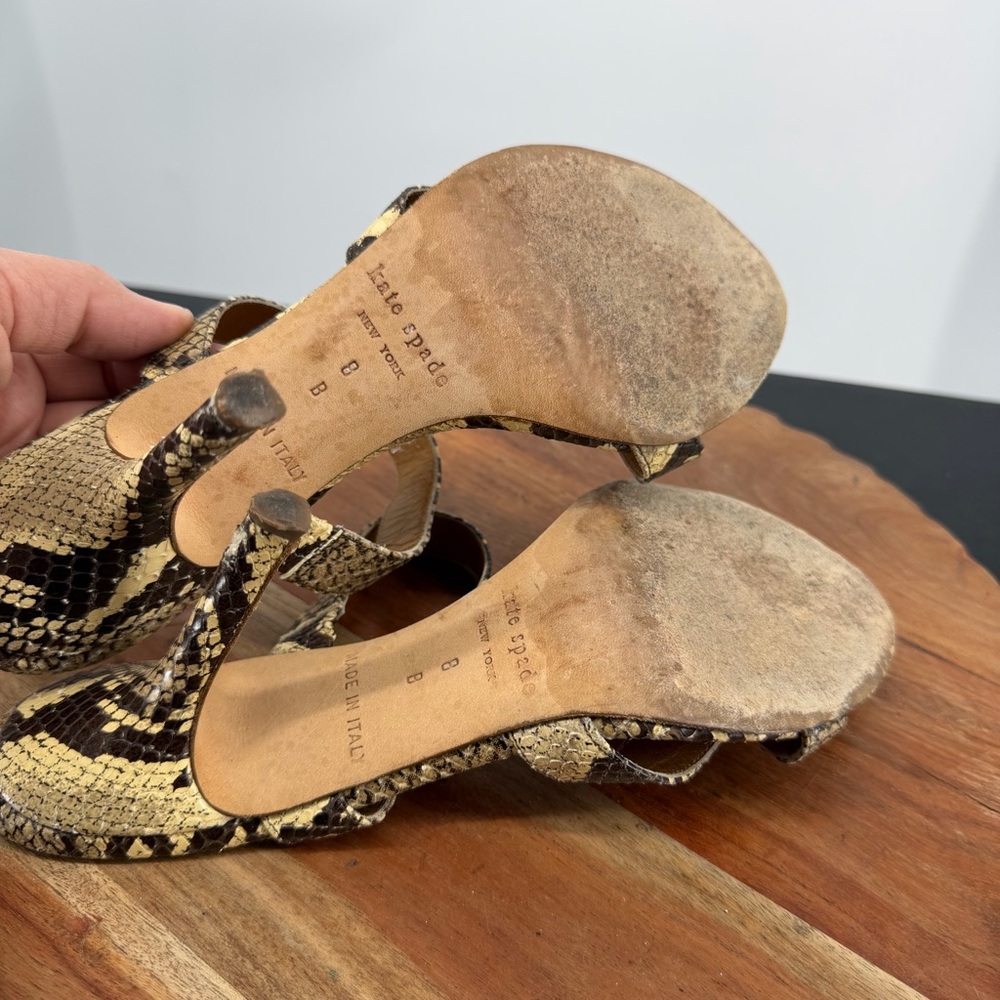 Kate Spade New York python print leather heels unique knotted design 8 vintage - Picture 9 of 10